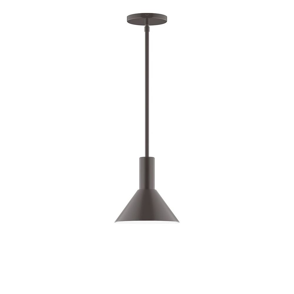 8" Stack Mini Cone LED Stem Hung Pendant, Architectural Bronze