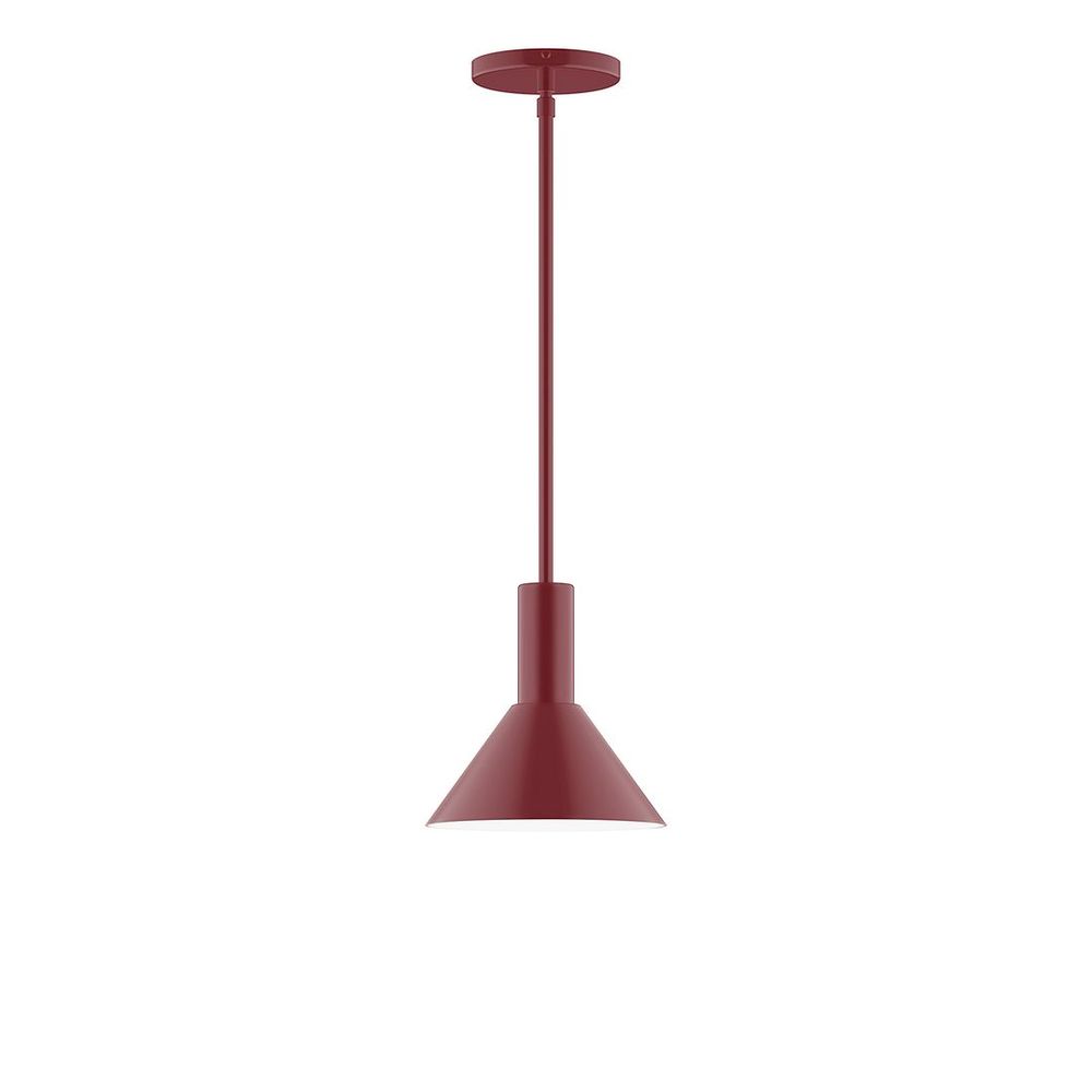 8" Stack Mini Cone LED Stem Hung Pendant, Barn Red