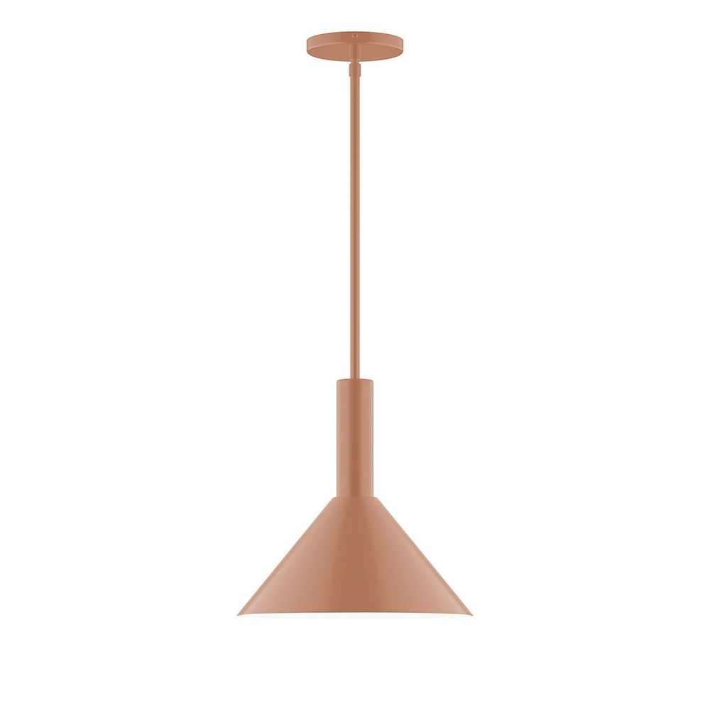 12" Stack Cone LED Stem Hung Pendant, Terracotta