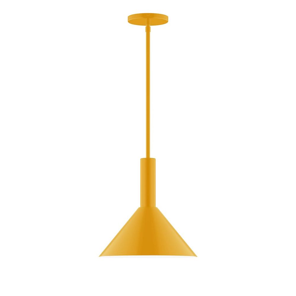 12" Stack Cone LED Stem Hung Pendant, Bright Yellow