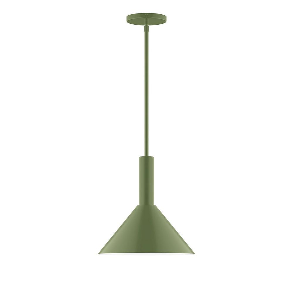 12" Stack Cone LED Stem Hung Pendant, Fern Green