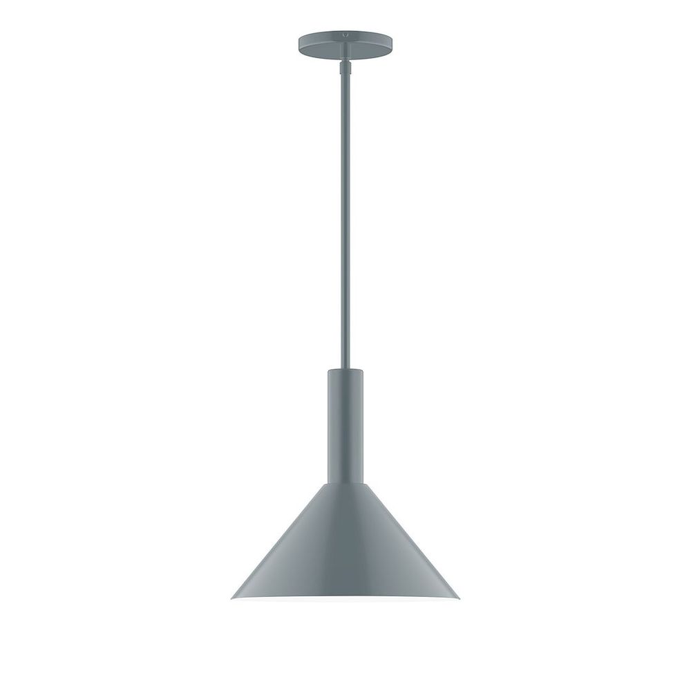 12" Stack Cone LED Stem Hung Pendant, Slate Gray