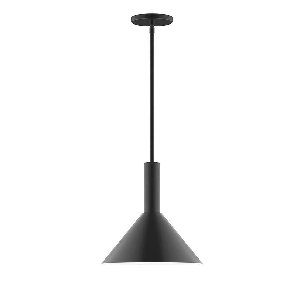 12" Stack Cone LED Stem Hung Pendant, Black