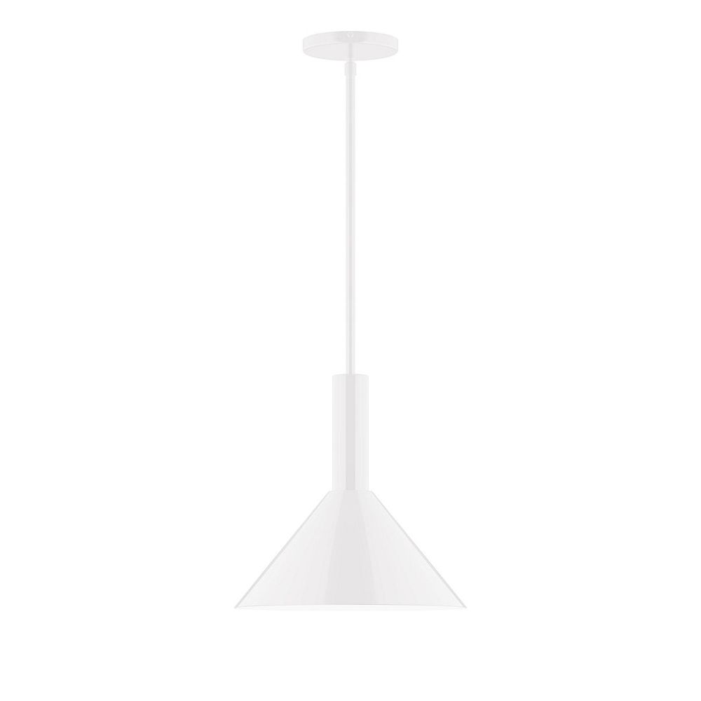 12" Stack Cone LED Stem Hung Pendant, White