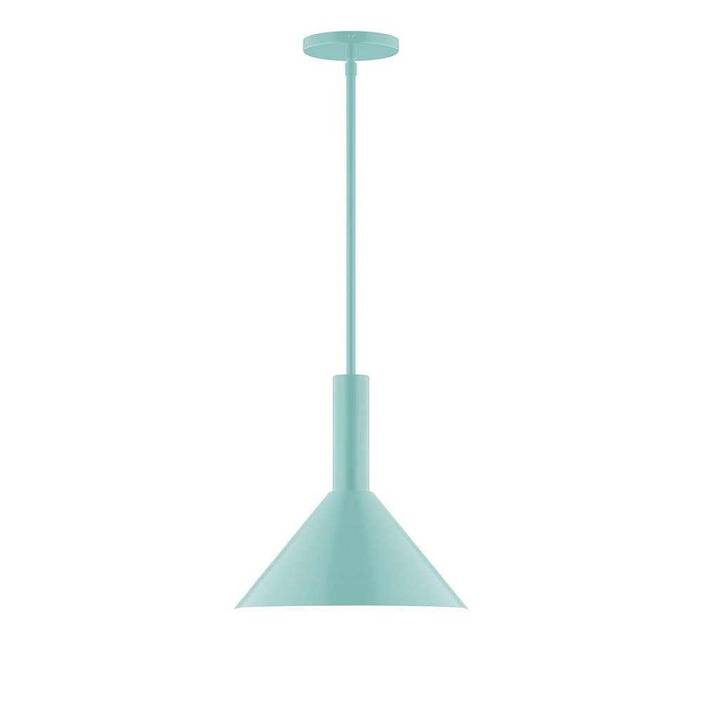 12" Stack Cone LED Stem Hung Pendant, Sea Green