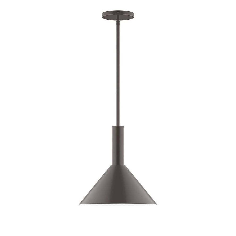 12" Stack Cone LED Stem Hung Pendant, Architectural Bronze