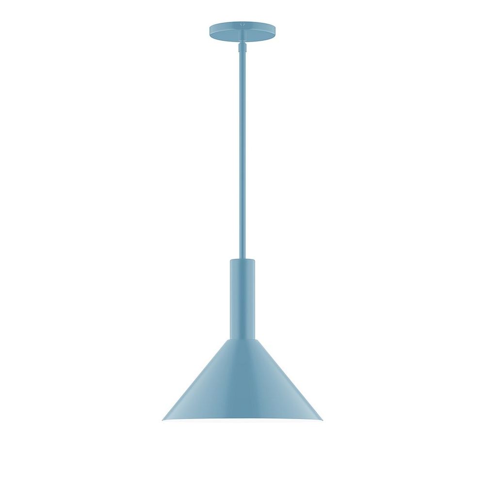 12" Stack Cone LED Stem Hung Pendant, Light Blue