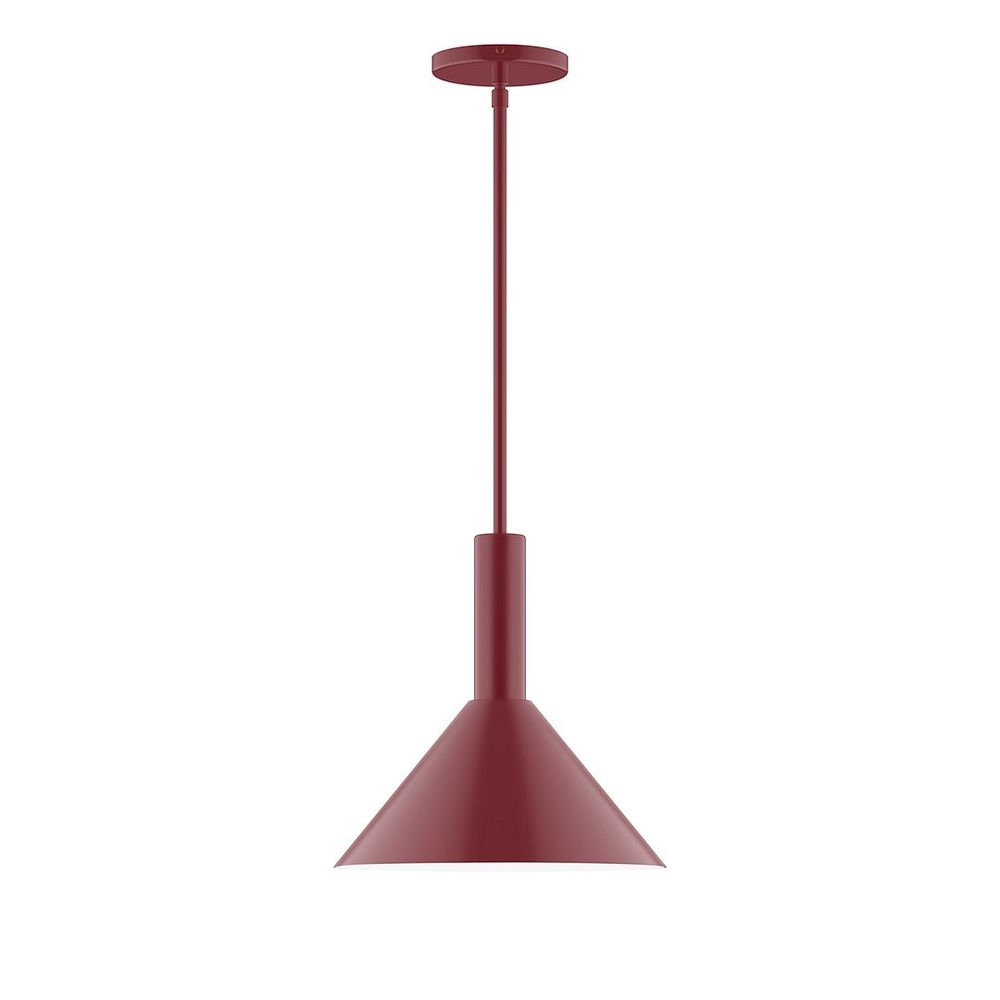 12" Stack Cone LED Stem Hung Pendant, Barn Red