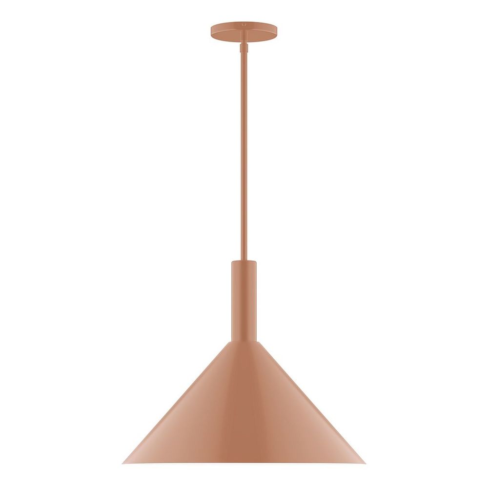 18" Stack Cone LED Stem Hung Pendant, Terracotta