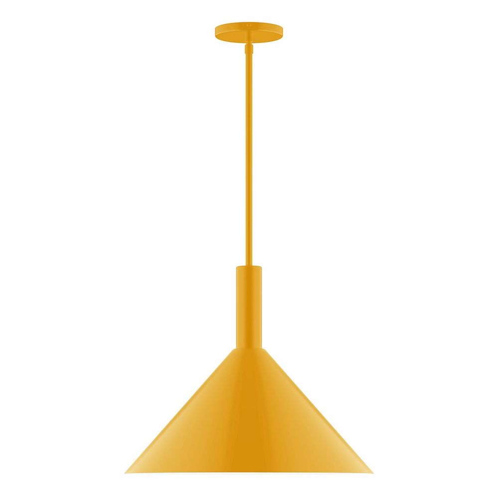 18" Stack Cone LED Stem Hung Pendant, Bright Yellow