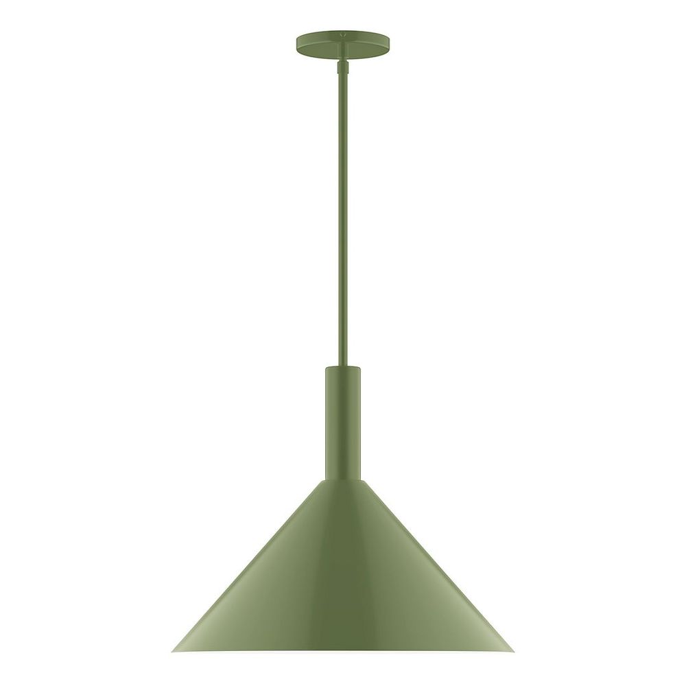 18" Stack Cone LED Stem Hung Pendant, Fern Green