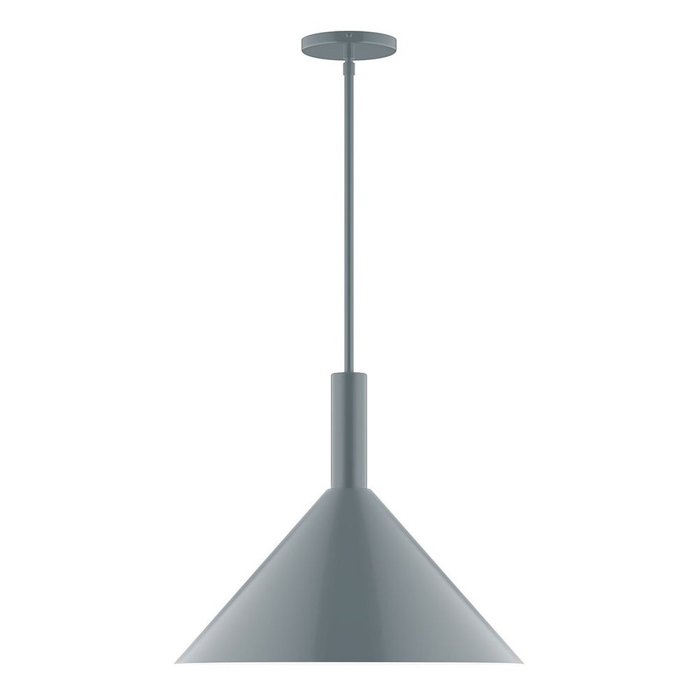 18" Stack Cone LED Stem Hung Pendant, Slate Gray