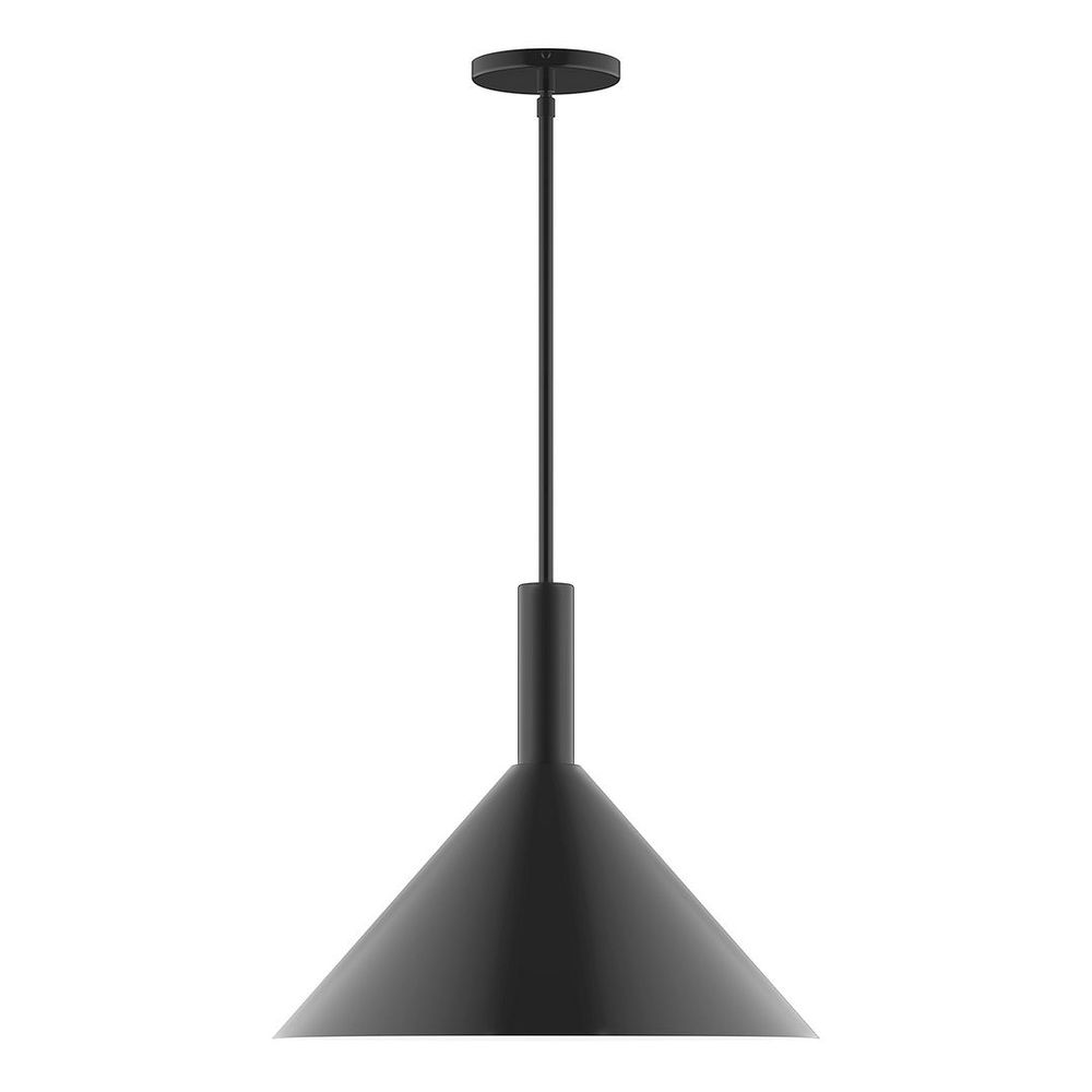 18" Stack Cone LED Stem Hung Pendant, Black