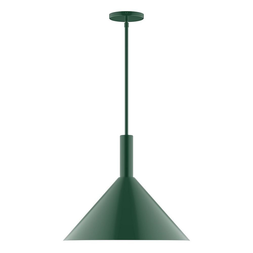 18" Stack Cone LED Stem Hung Pendant, Forest Green