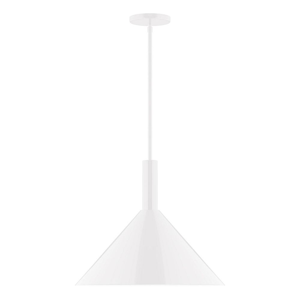 18" Stack Cone LED Stem Hung Pendant, White