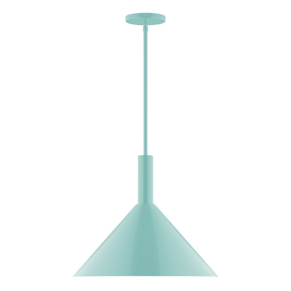 18" Stack Cone LED Stem Hung Pendant, Sea Green