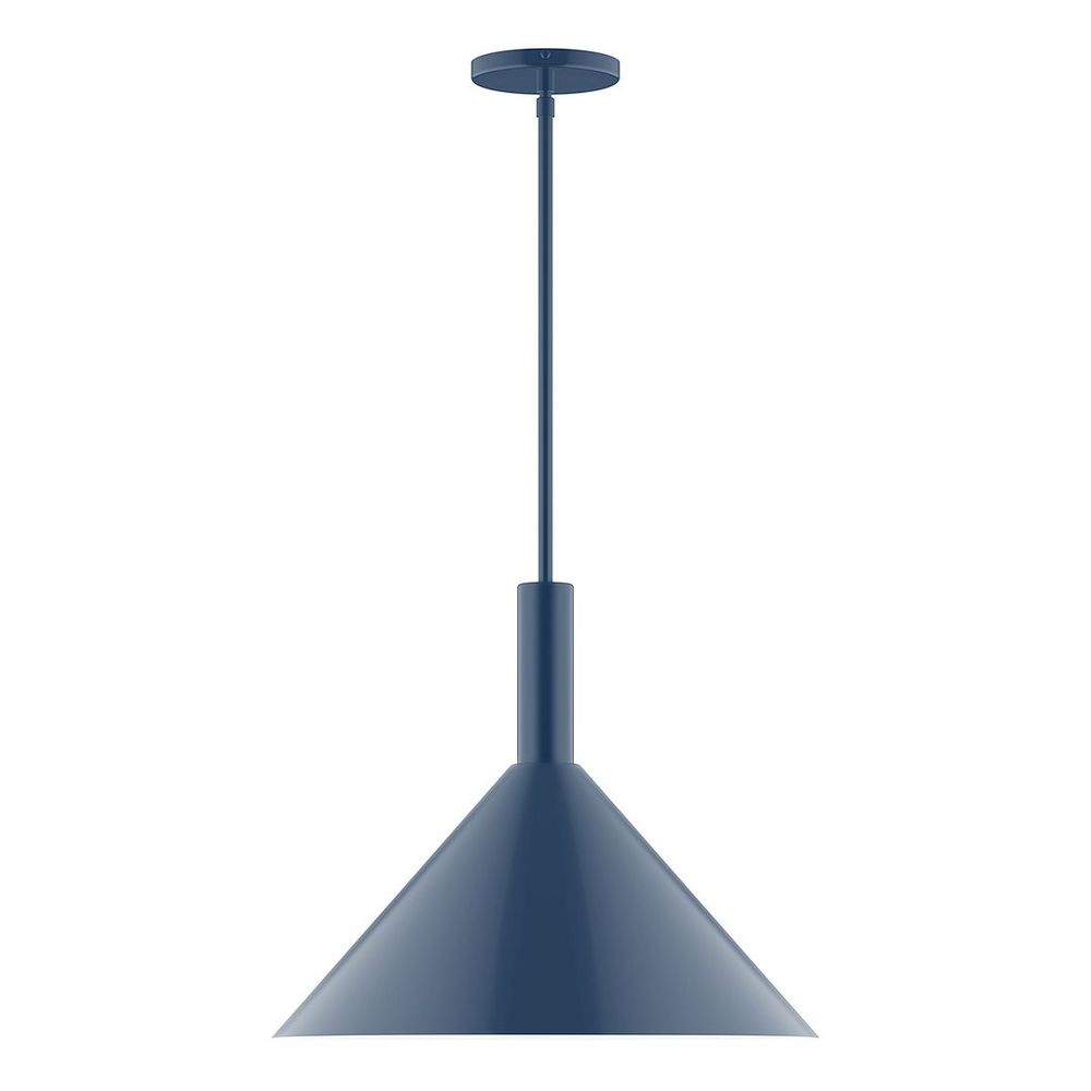 18" Stack Cone LED Stem Hung Pendant, Navy