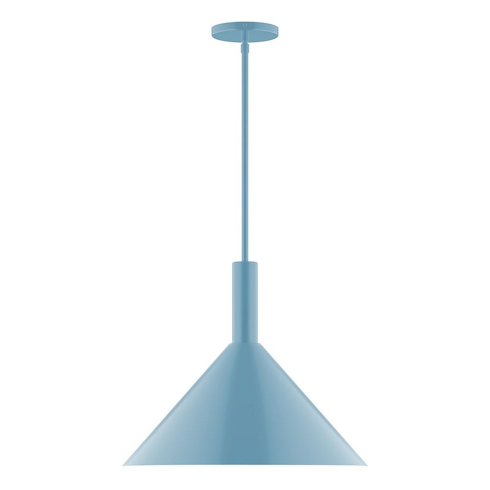 18" Stack Cone LED Stem Hung Pendant, Light Blue