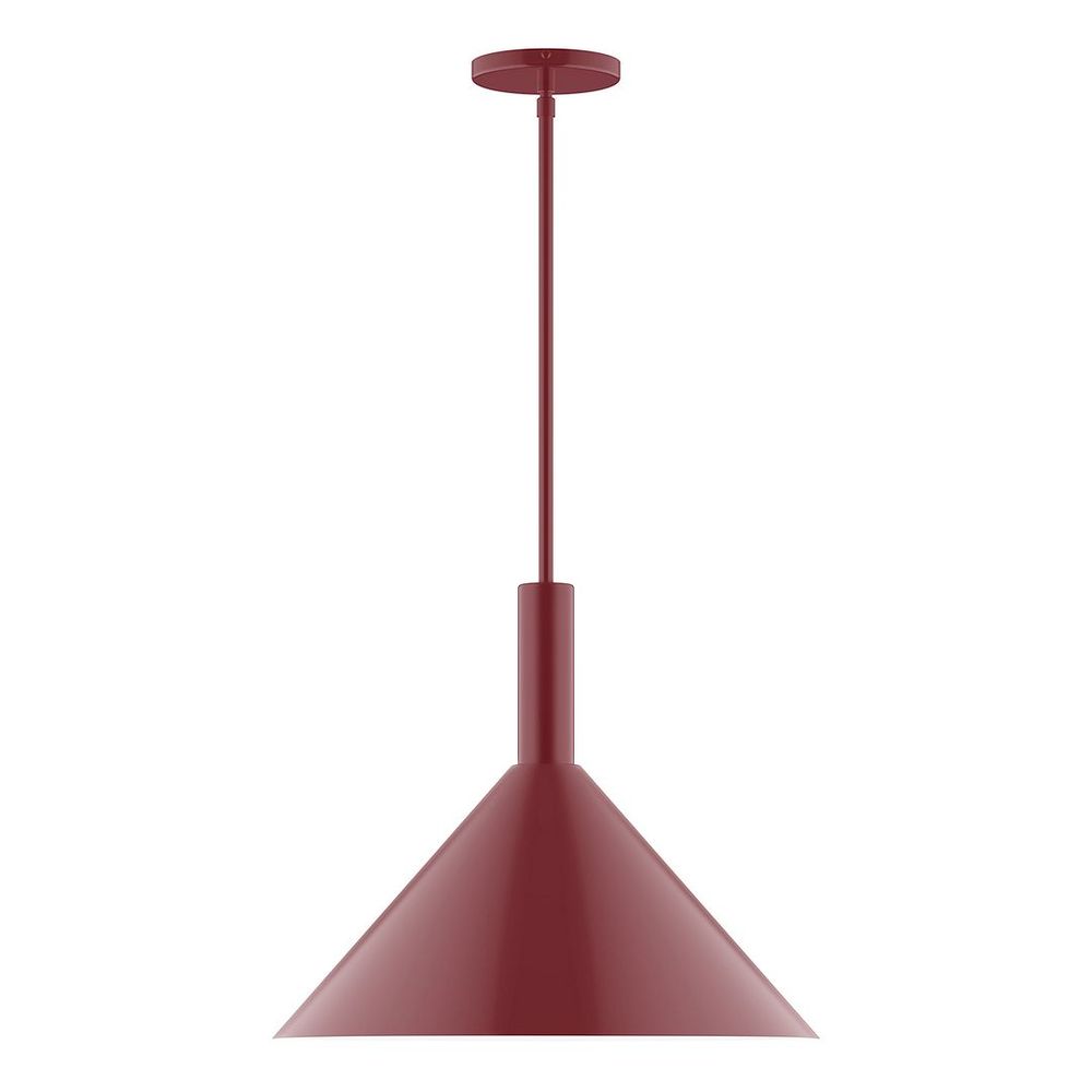 18" Stack Cone LED Stem Hung Pendant, Barn Red