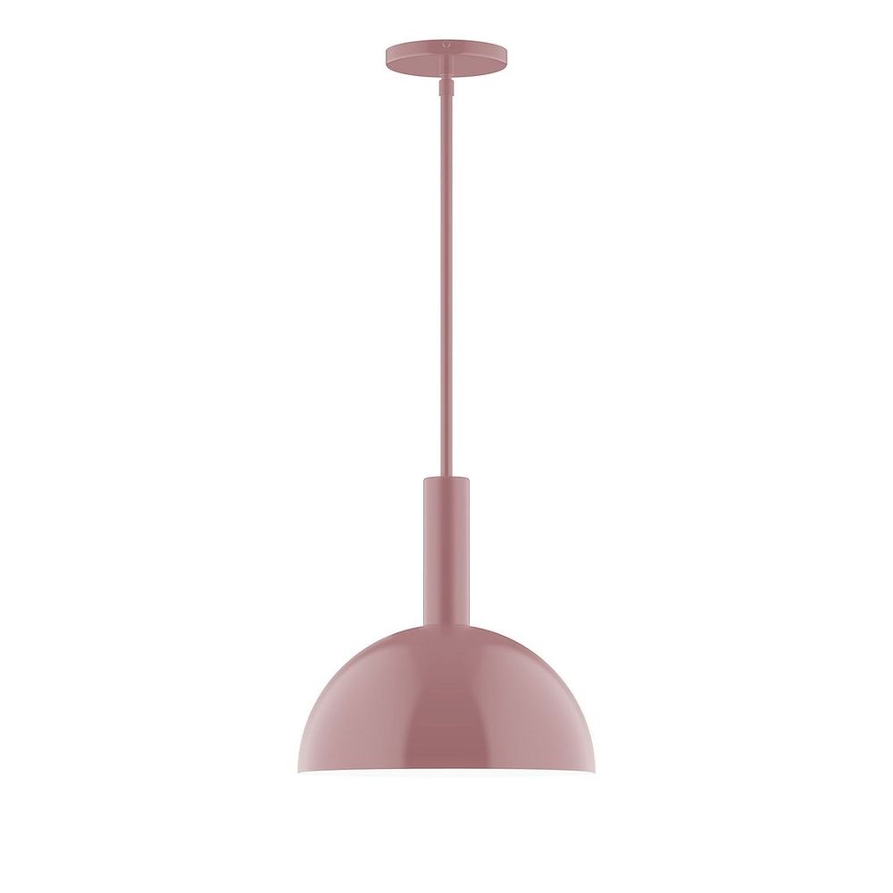 12" Stack Dome LED Stem Hung Pendant, Mauve