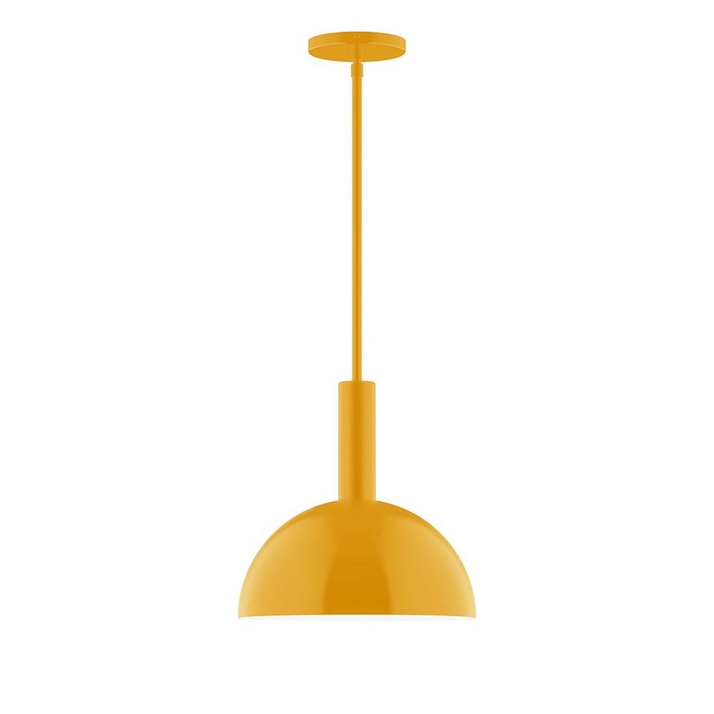 12" Stack Dome LED Stem Hung Pendant, Bright Yellow