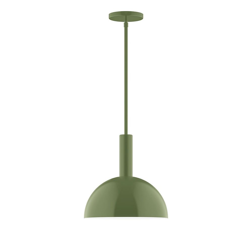 12" Stack Dome LED Stem Hung Pendant, Fern Green