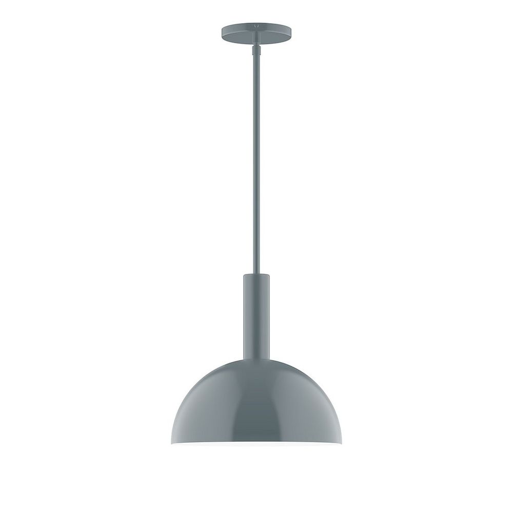 12" Stack Dome LED Stem Hung Pendant, Slate Gray