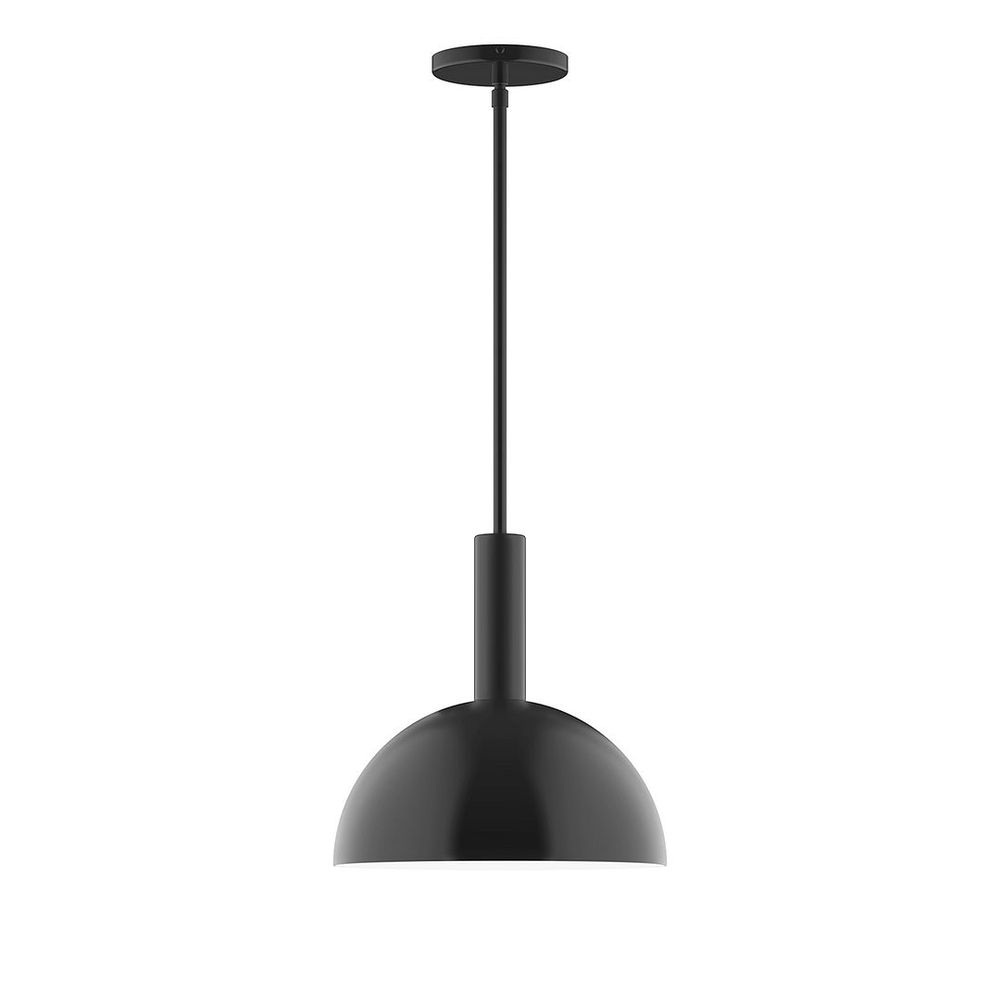 12" Stack Dome LED Stem Hung Pendant, Black