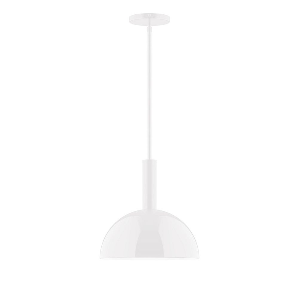 12" Stack Dome LED Stem Hung Pendant, White