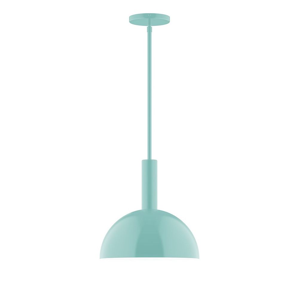 12" Stack Dome LED Stem Hung Pendant, Sea Green