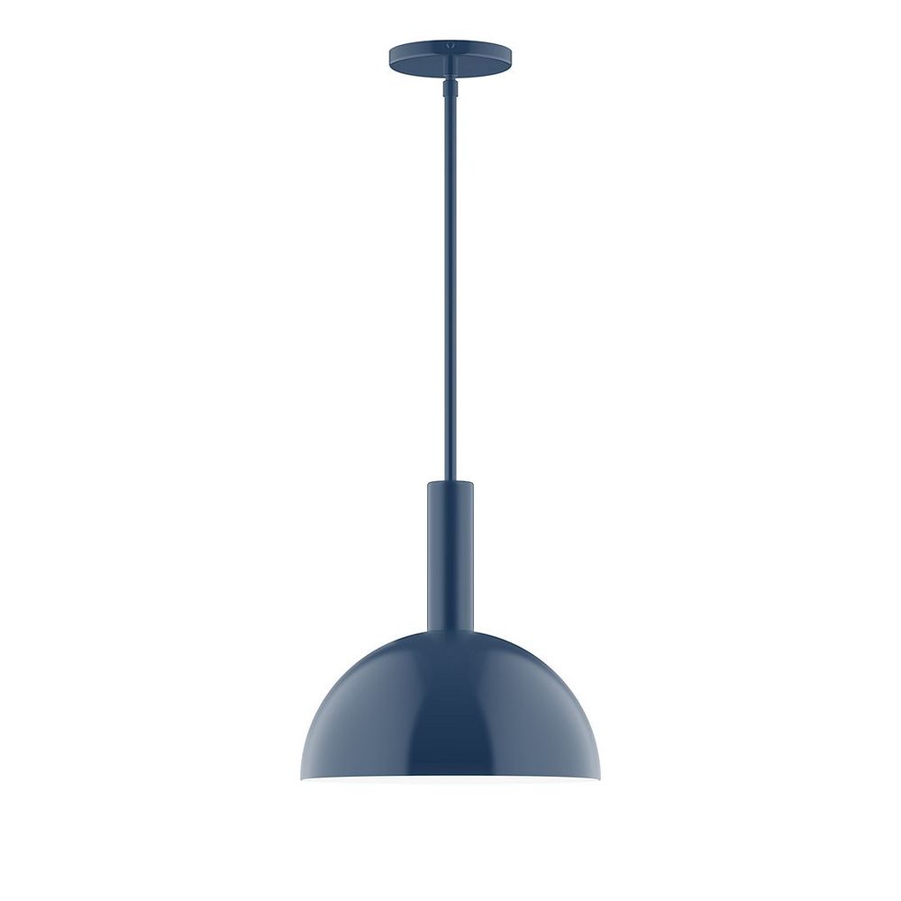 12" Stack Dome LED Stem Hung Pendant, Navy