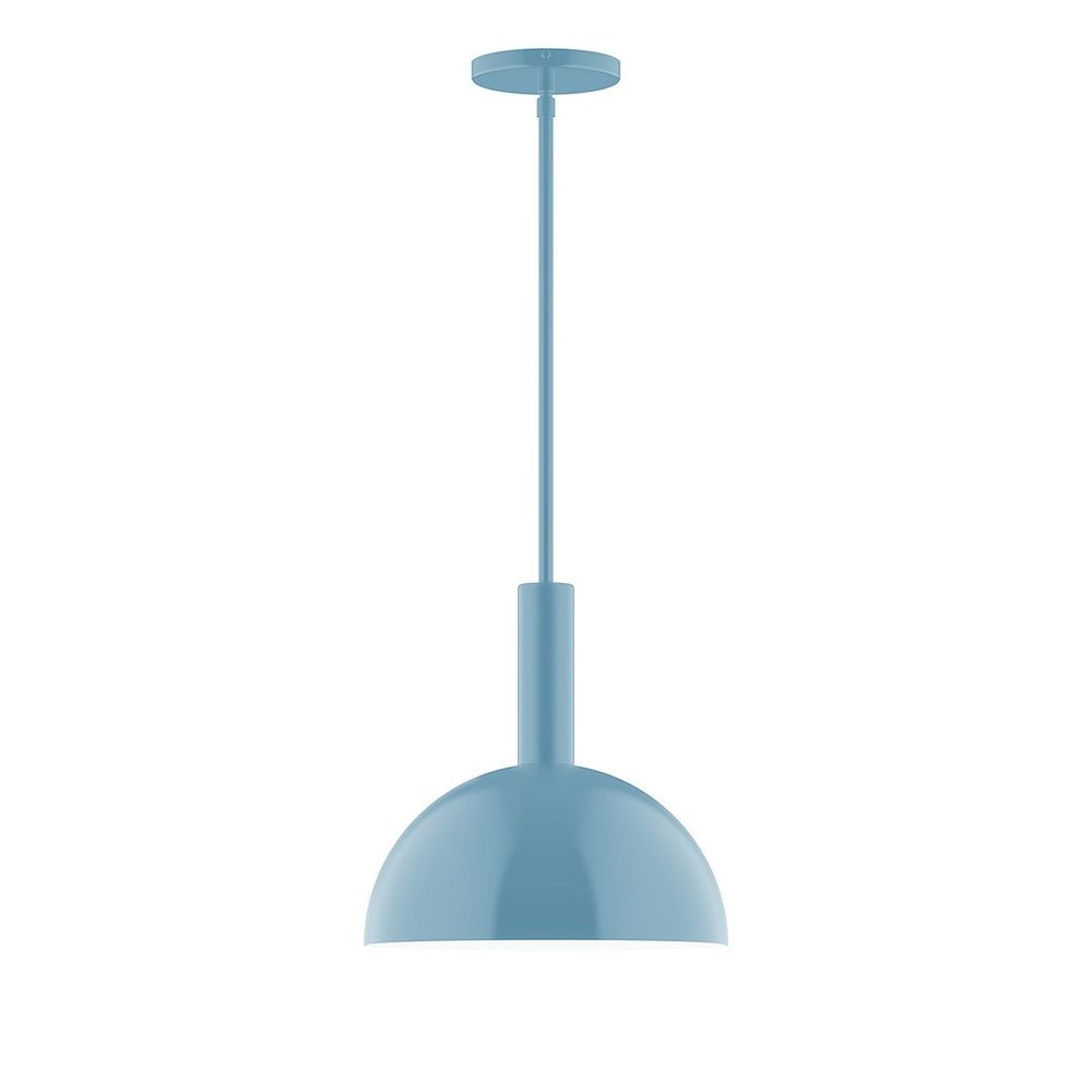 12" Stack Dome LED Stem Hung Pendant, Light Blue