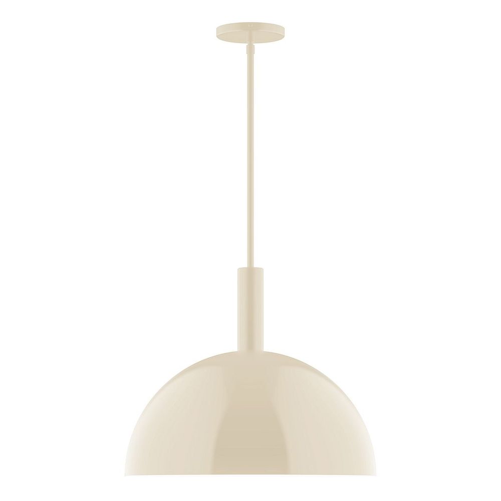 18" Stack Dome LED Stem Hung Pendant, Cream