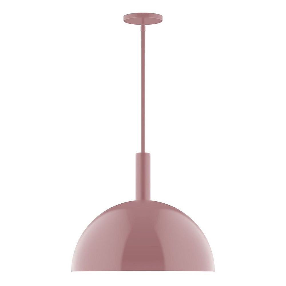 18" Stack Dome LED Stem Hung Pendant, Mauve