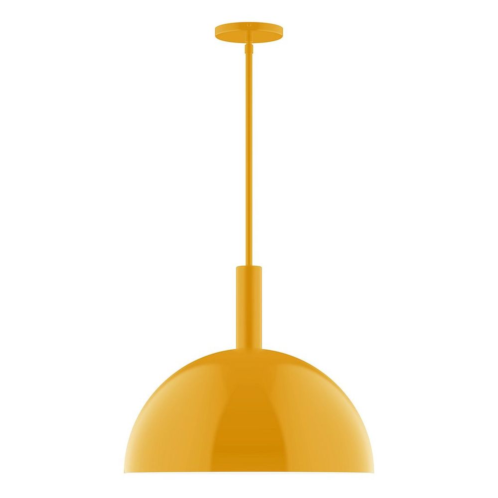 18" Stack Dome LED Stem Hung Pendant, Bright Yellow