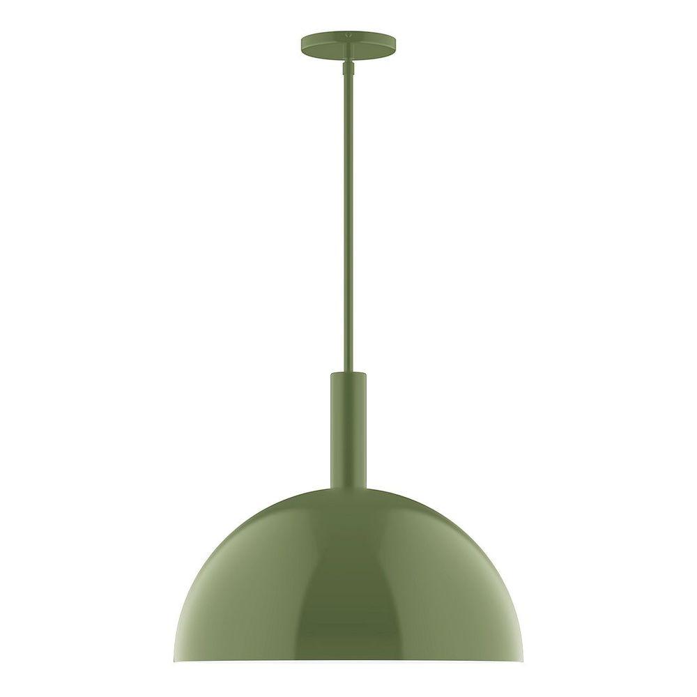 18" Stack Dome LED Stem Hung Pendant, Fern Green