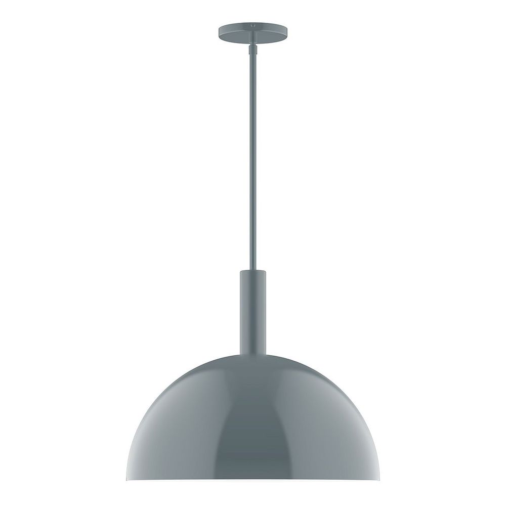 18" Stack Dome LED Stem Hung Pendant, Slate Gray