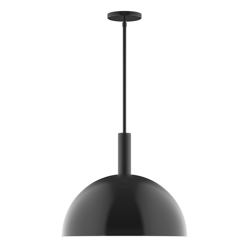 18" Stack Dome LED Stem Hung Pendant, Black