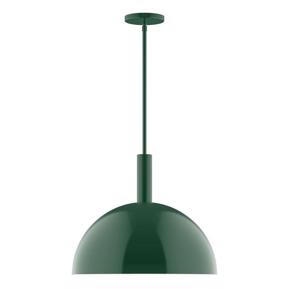 18" Stack Dome LED Stem Hung Pendant, Forest Green