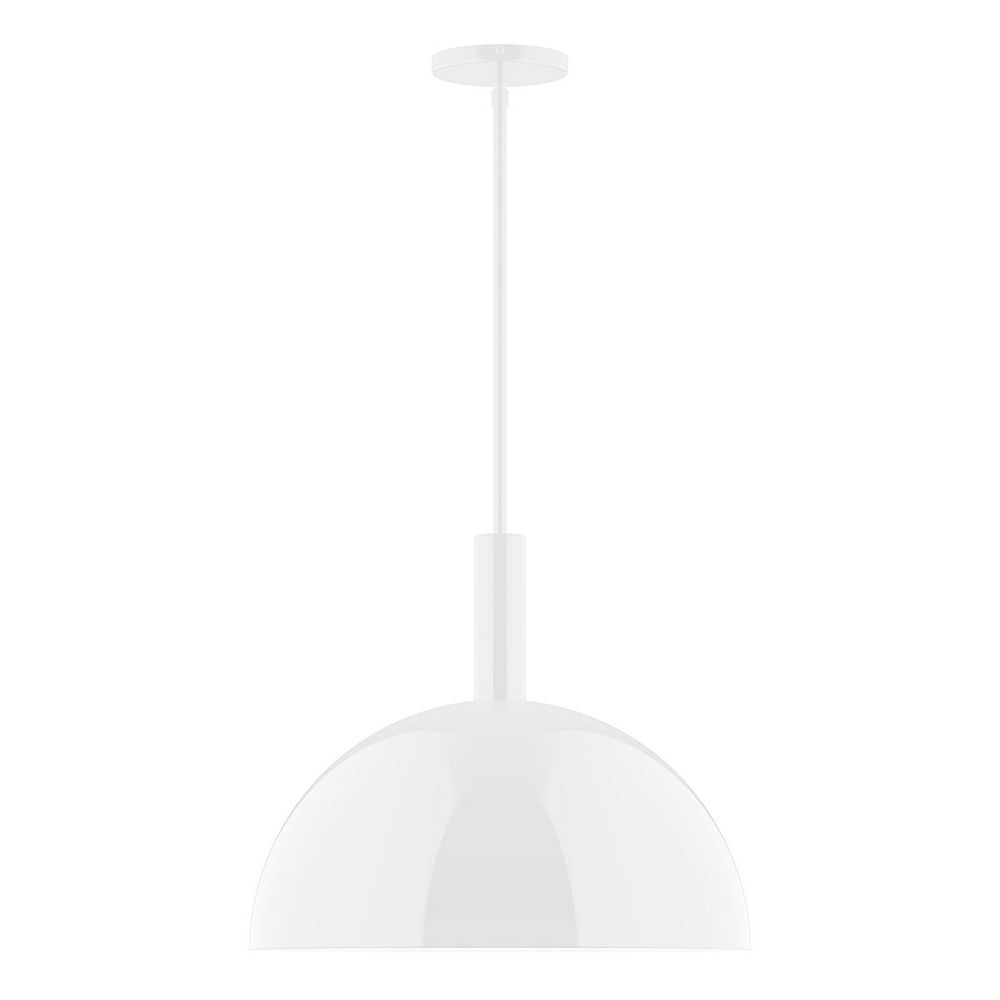 18" Stack Dome LED Stem Hung Pendant, White