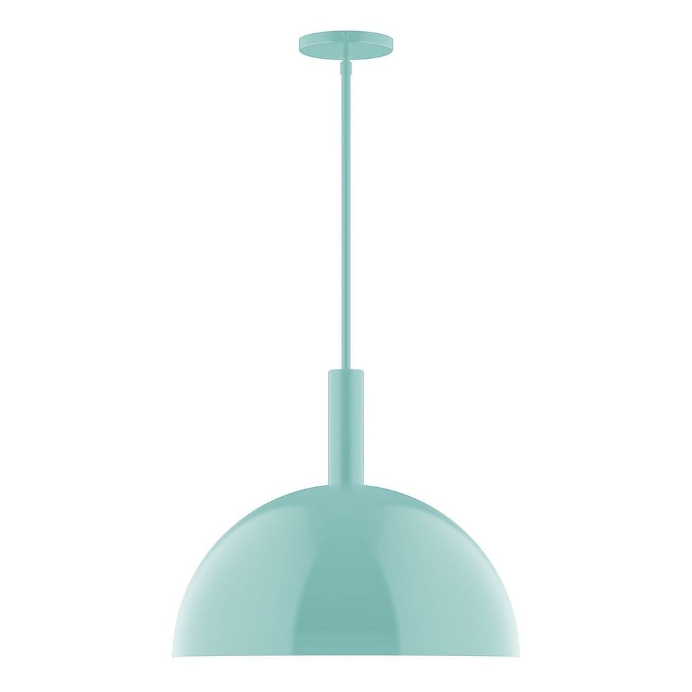 18" Stack Dome LED Stem Hung Pendant, Sea Green