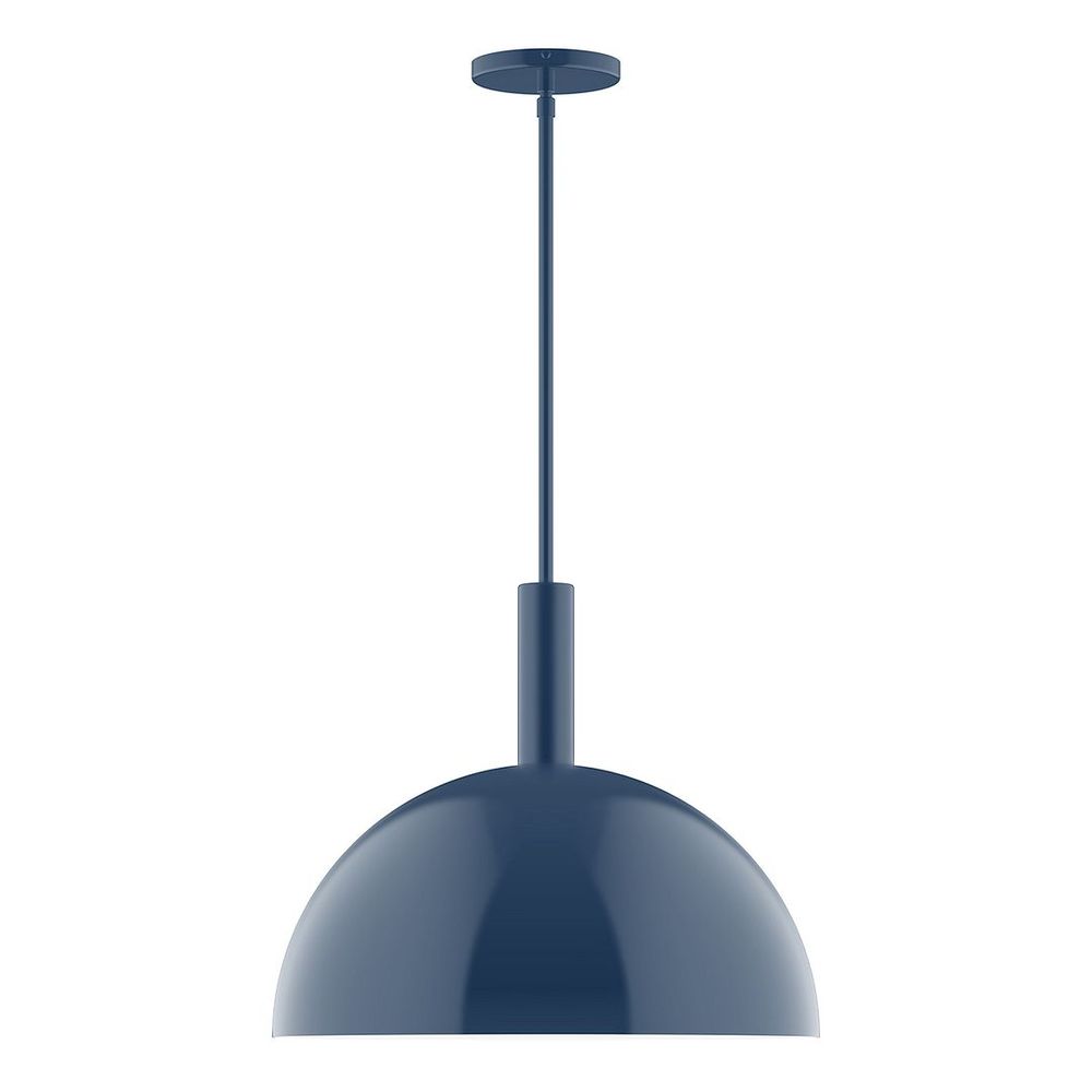 18" Stack Dome LED Stem Hung Pendant, Navy