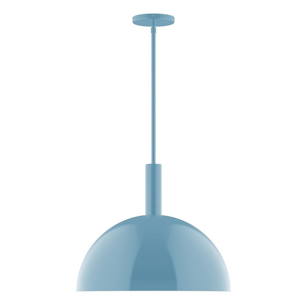 18" Stack Dome LED Stem Hung Pendant, Light Blue