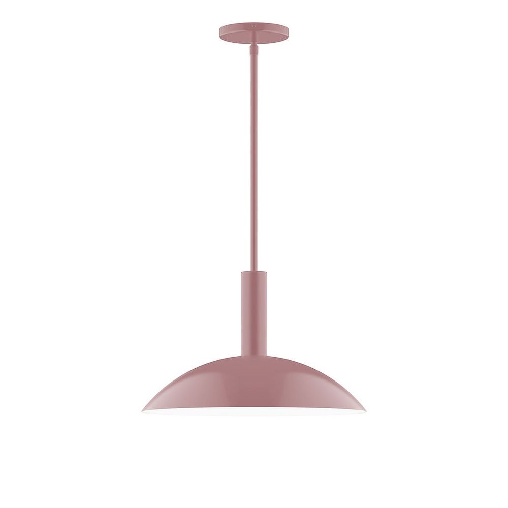 16" Stack Half Dome LED Stem Hung Pendant, Mauve