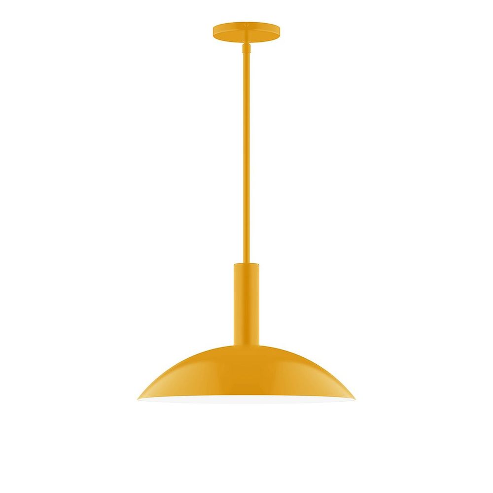 16" Stack Half Dome LED Stem Hung Pendant, Bright Yellow