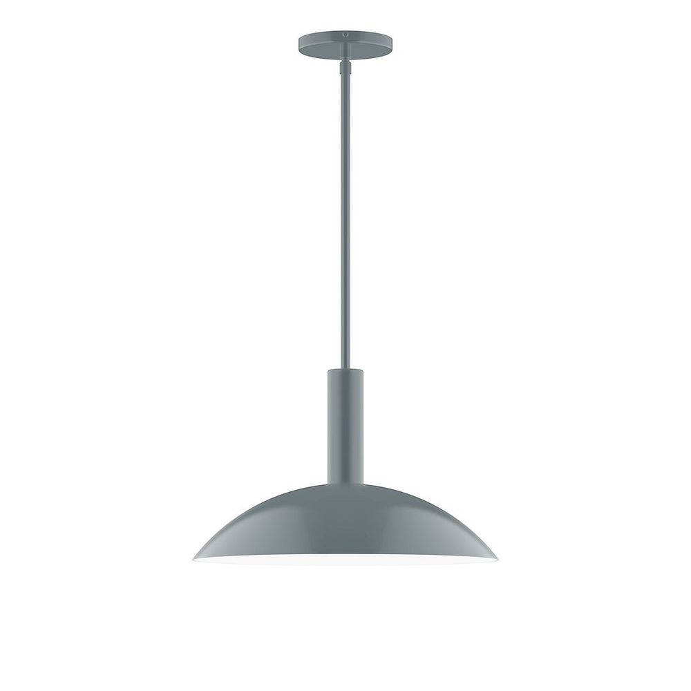 16" Stack Half Dome LED Stem Hung Pendant, Slate Gray