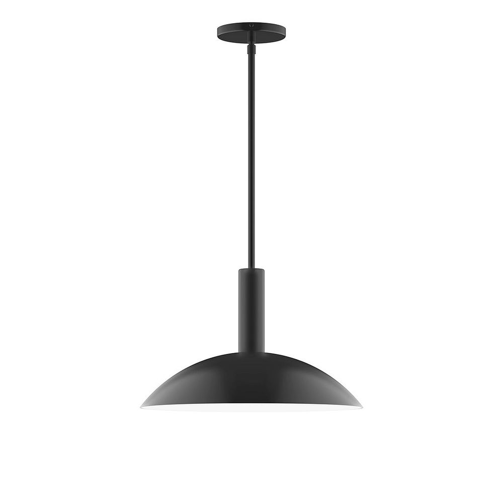 16" Stack Half Dome LED Stem Hung Pendant, Black