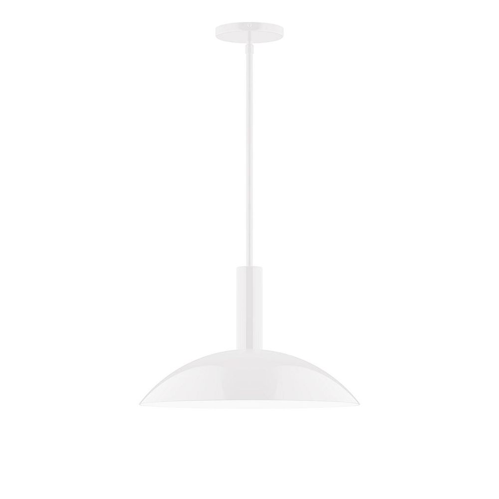 16" Stack Half Dome LED Stem Hung Pendant, White