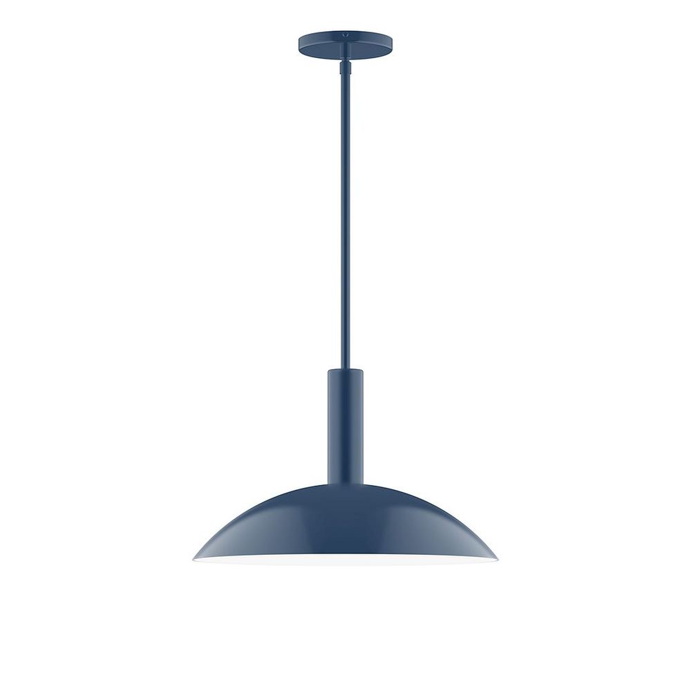 16" Stack Half Dome LED Stem Hung Pendant, Navy