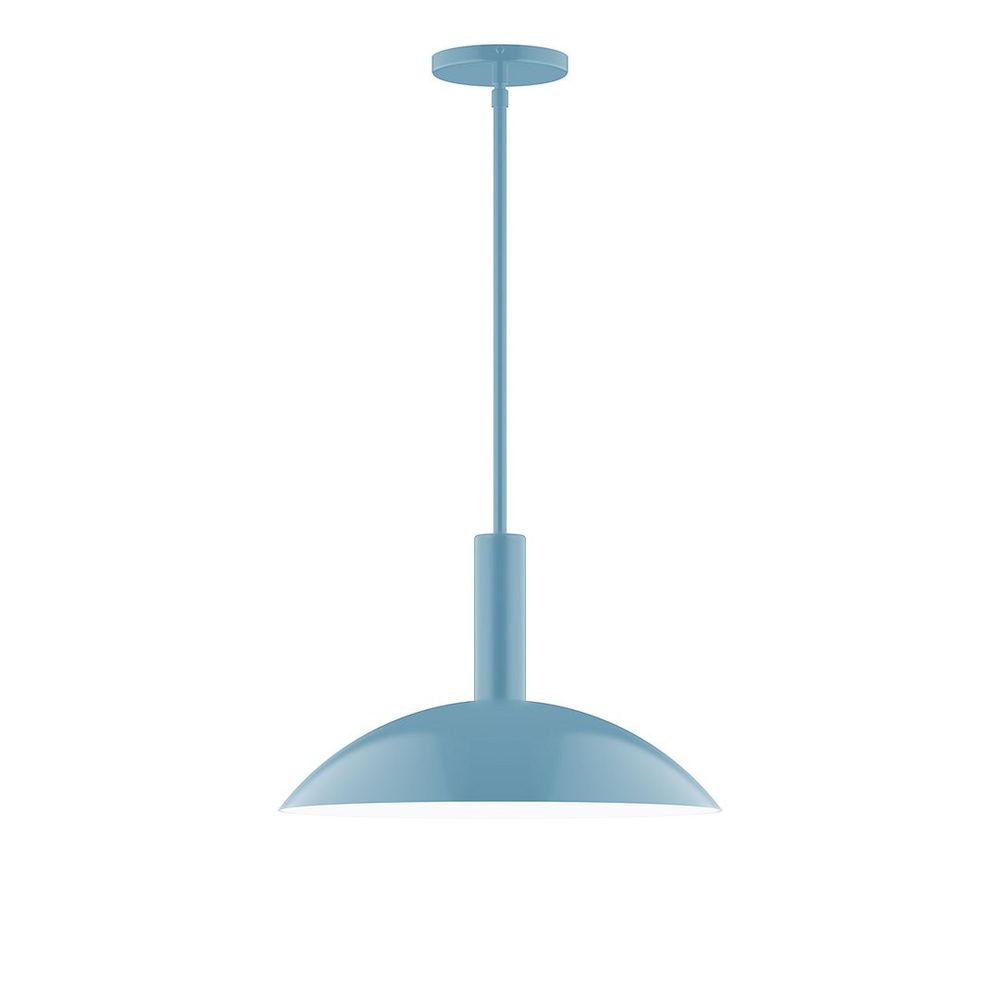 16" Stack Half Dome LED Stem Hung Pendant, Light Blue